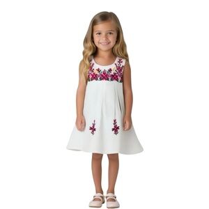 Boho Mexican Embroidered Dress 5 Floral Cottagecore Festival Sleeveless Hamdmade